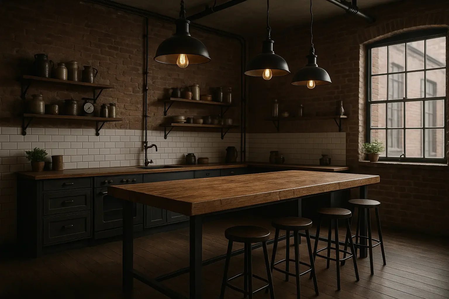 Bois brut & métal pour une cuisine vintage industrielle