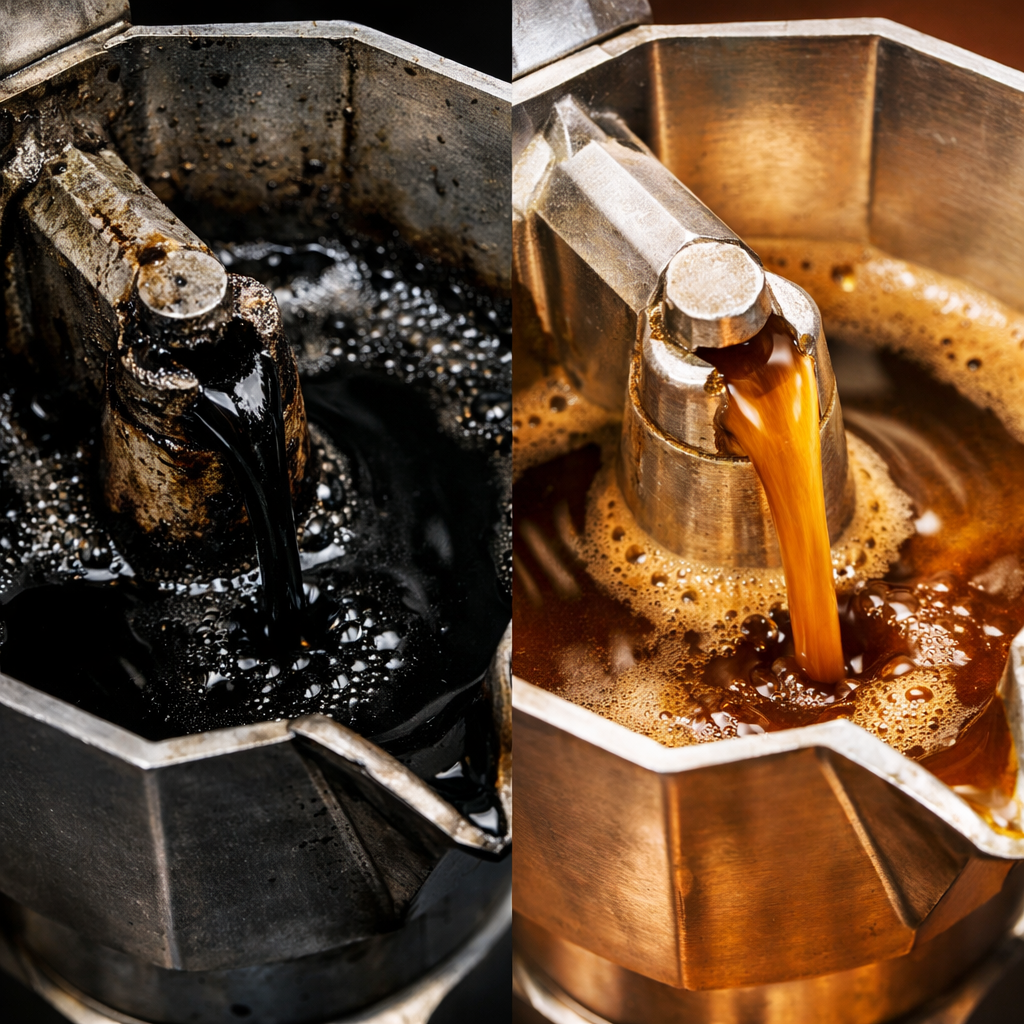 avant apres cafe moka extraction cafetiere italienne bon vs mauvais cafe moka