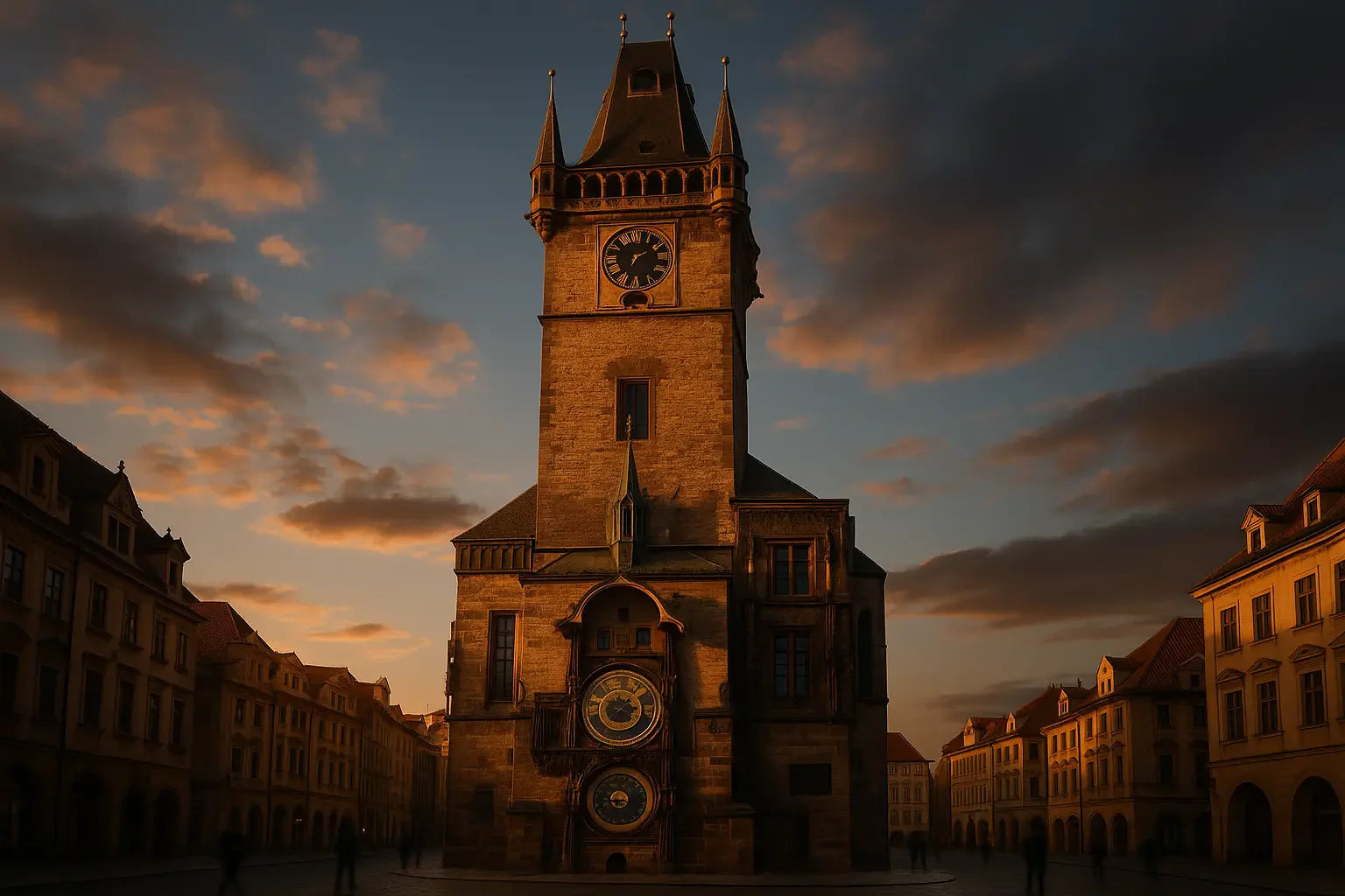 tour horloge emblematique au crepuscule