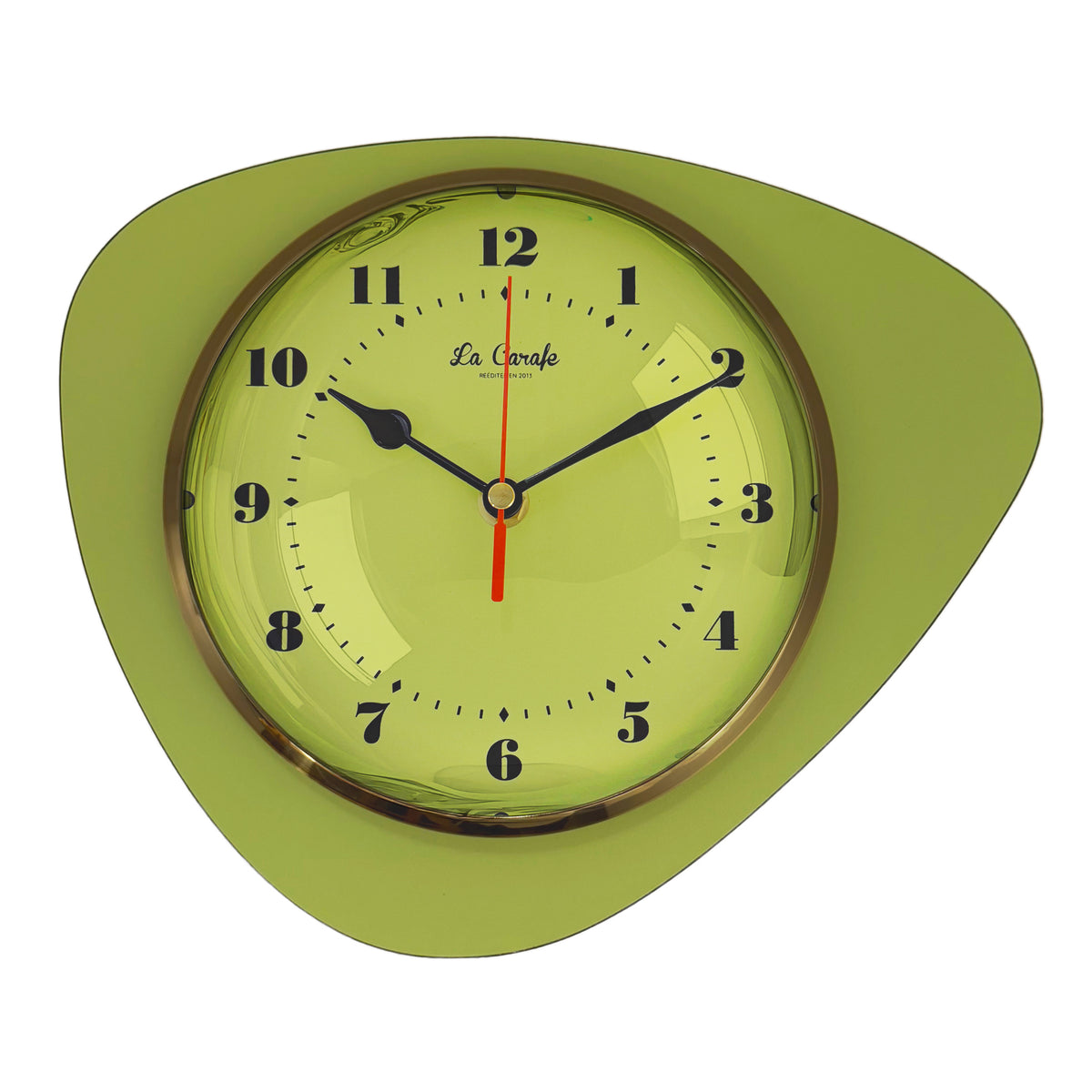 Horloge murale médiator vert pistache à cadran pastel, La Carafe