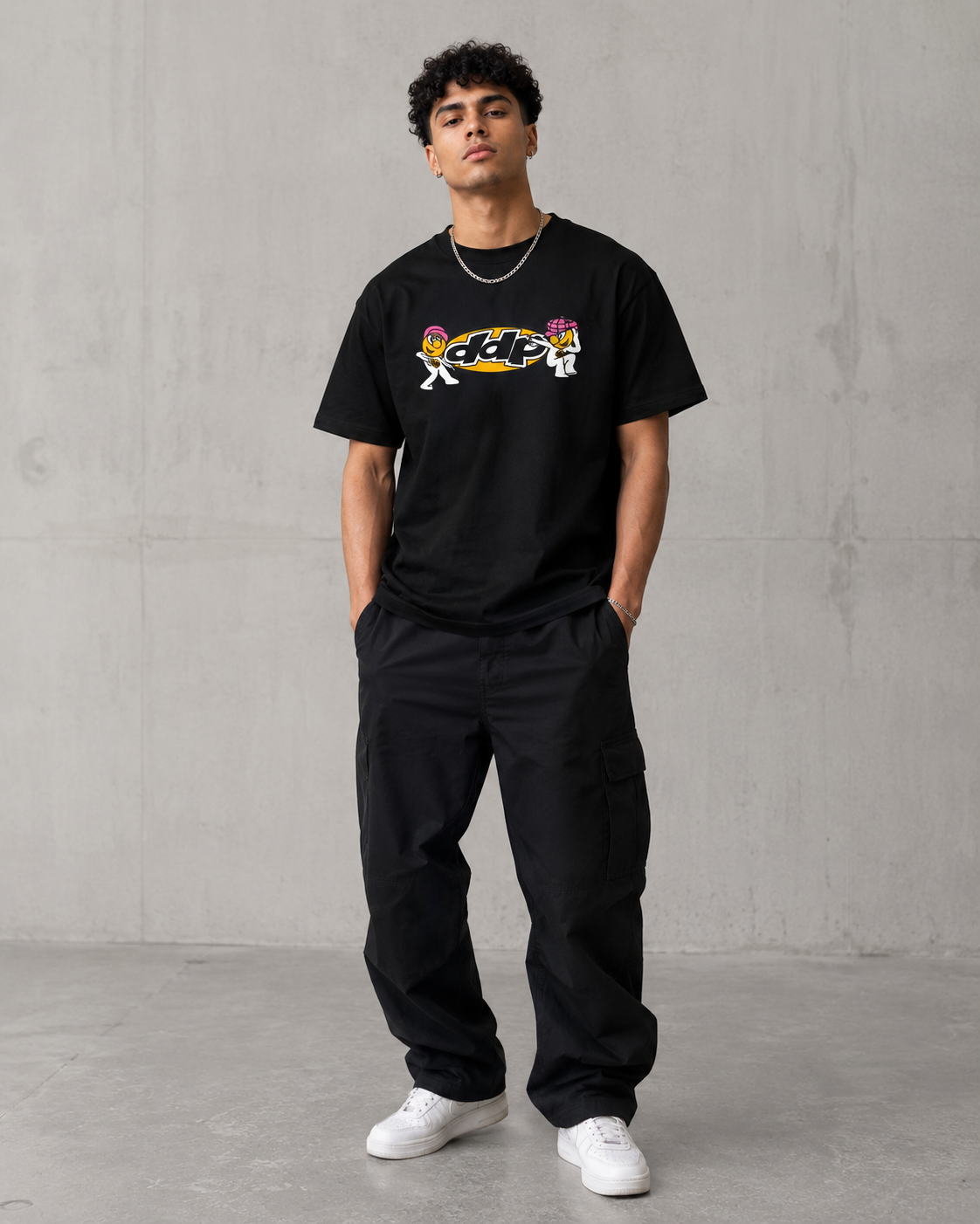 T-shirt DDP x Funky J noir – logo ddp sérigraphié à l'avant