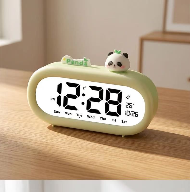 Réveil digital enfant vert amande avec figurine panda