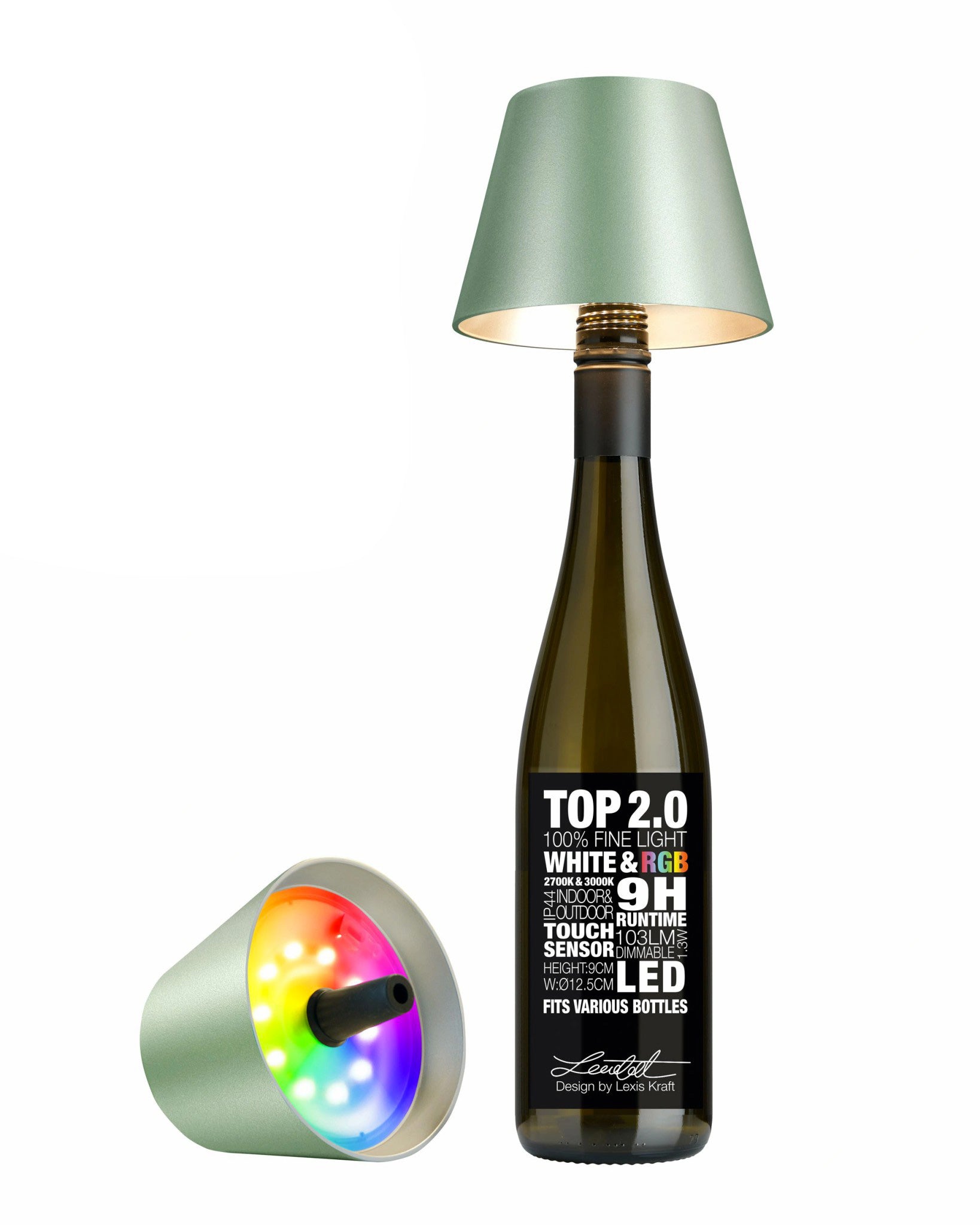 Lampe-bouteille TOP 2.0 Sompex - Vert métallisé