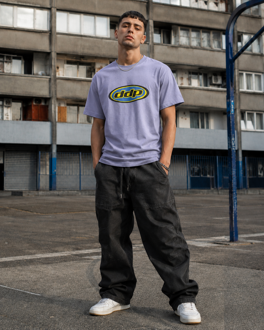 T-shirt DDP95 logo ovale mauve, coton streetwear DDP – vue produit