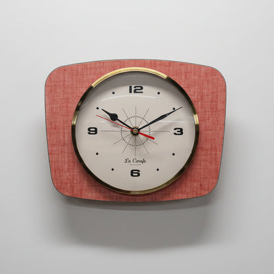 Horloge Murale Orange Corail – Rectangulaire Cadran Beige