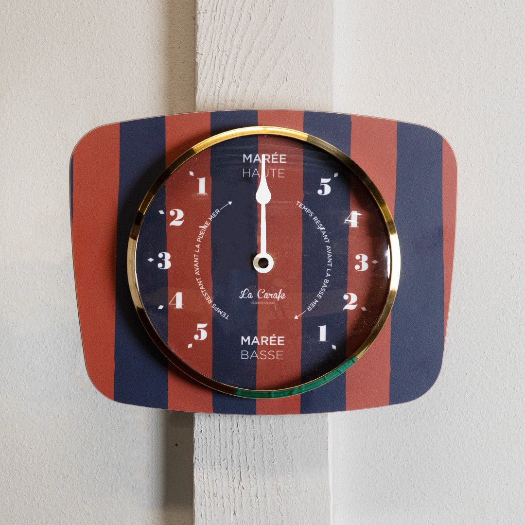 Horloge des marées motif rayures bleu / rouge – La Carafe