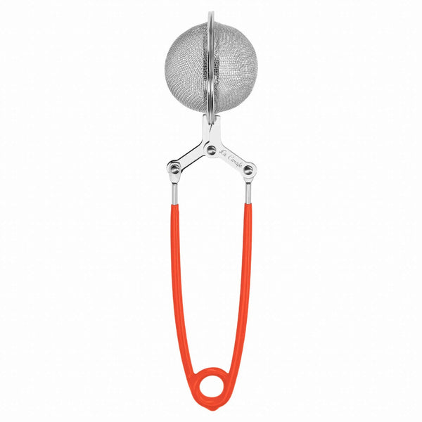 Pince à Thé Infuseur Rétro avec manche orange vintage, design années 50-70, accessoire cuisine rétro de qualité durable.
