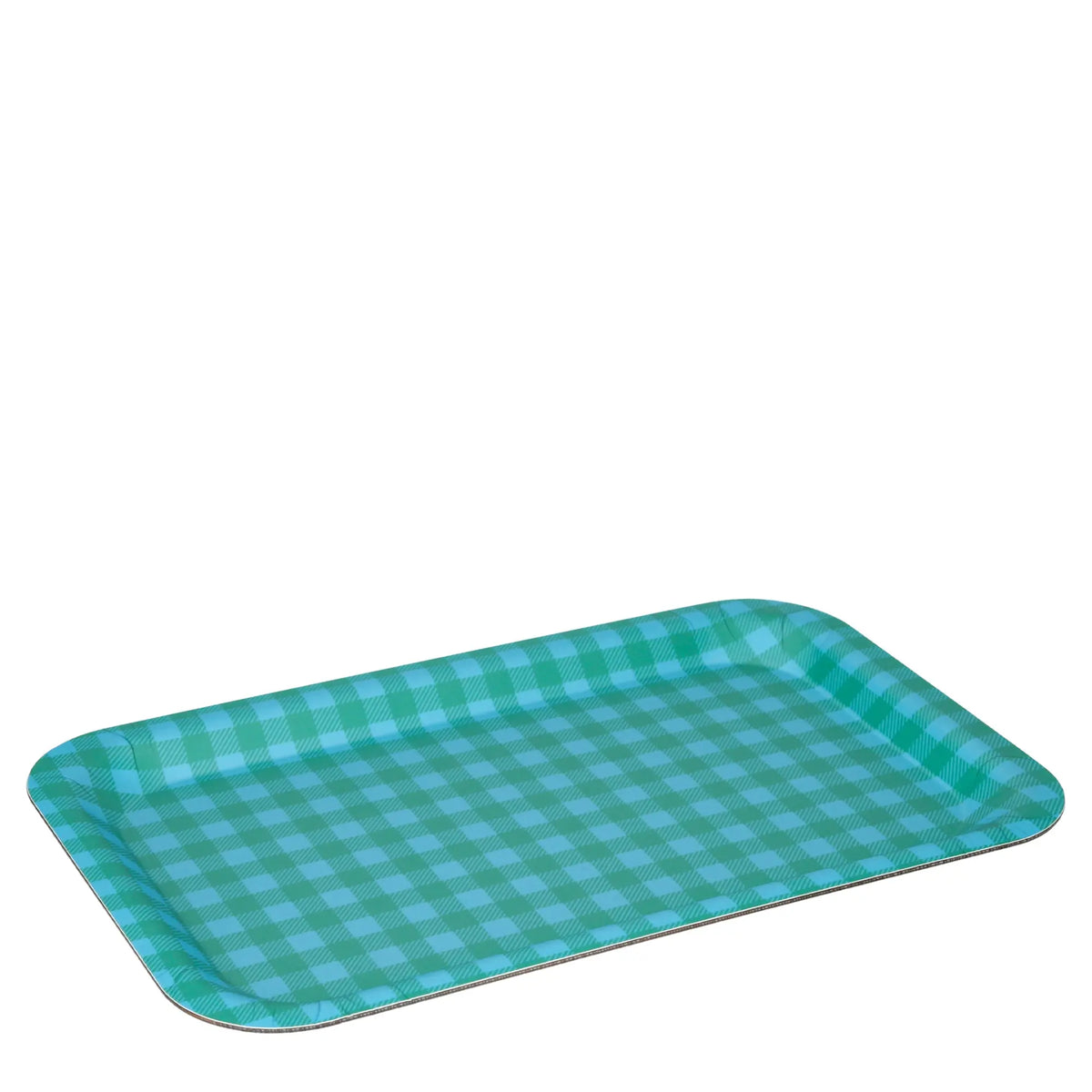 Petit plateau rectangulaire motif Vichy vert Figue vintage, décoration maison rétro années 50-70, art de la table vintage.