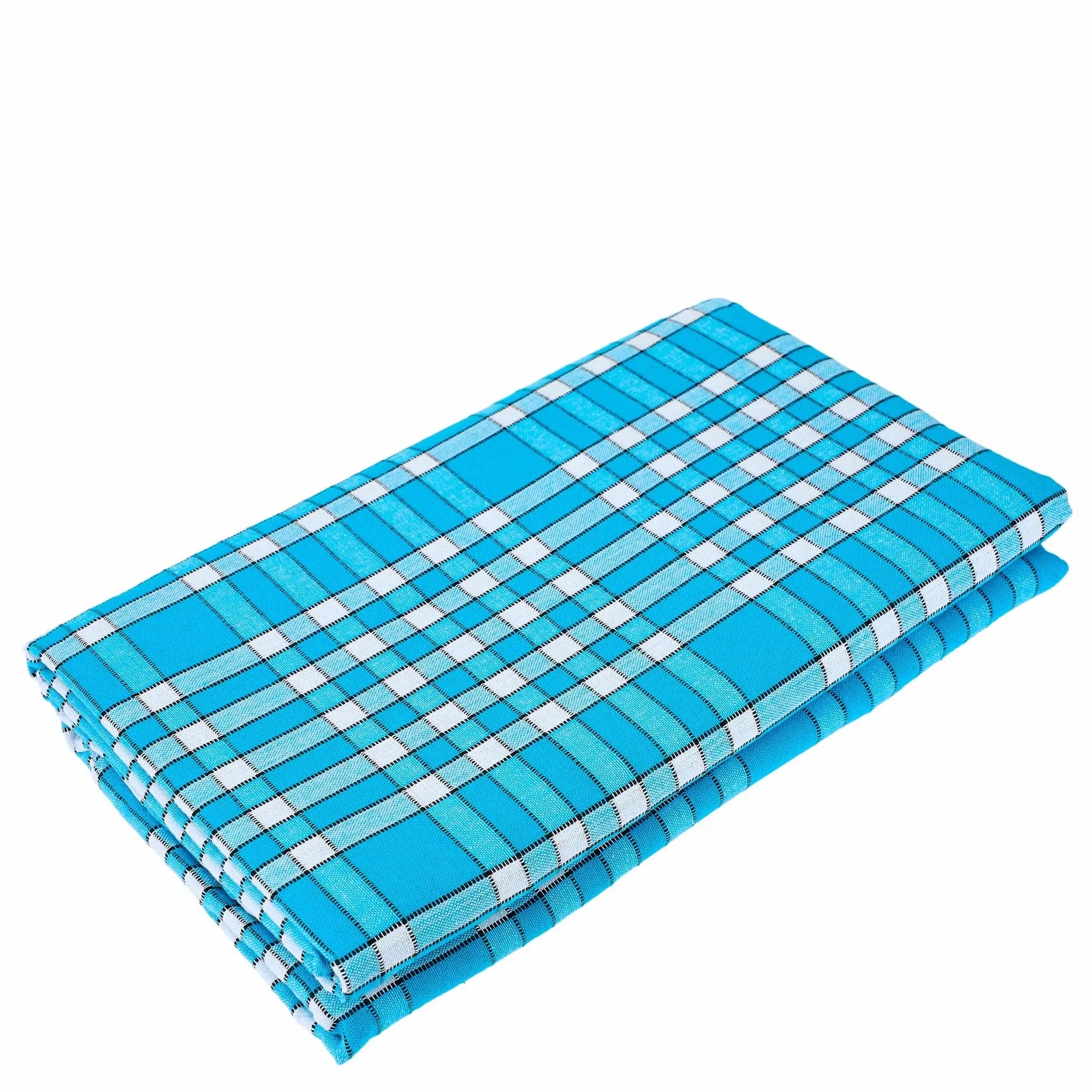 Nappe bistrot rectangulaire bleue à carreaux 140x240cm en coton, idéale pour une table élégante et conviviale.
