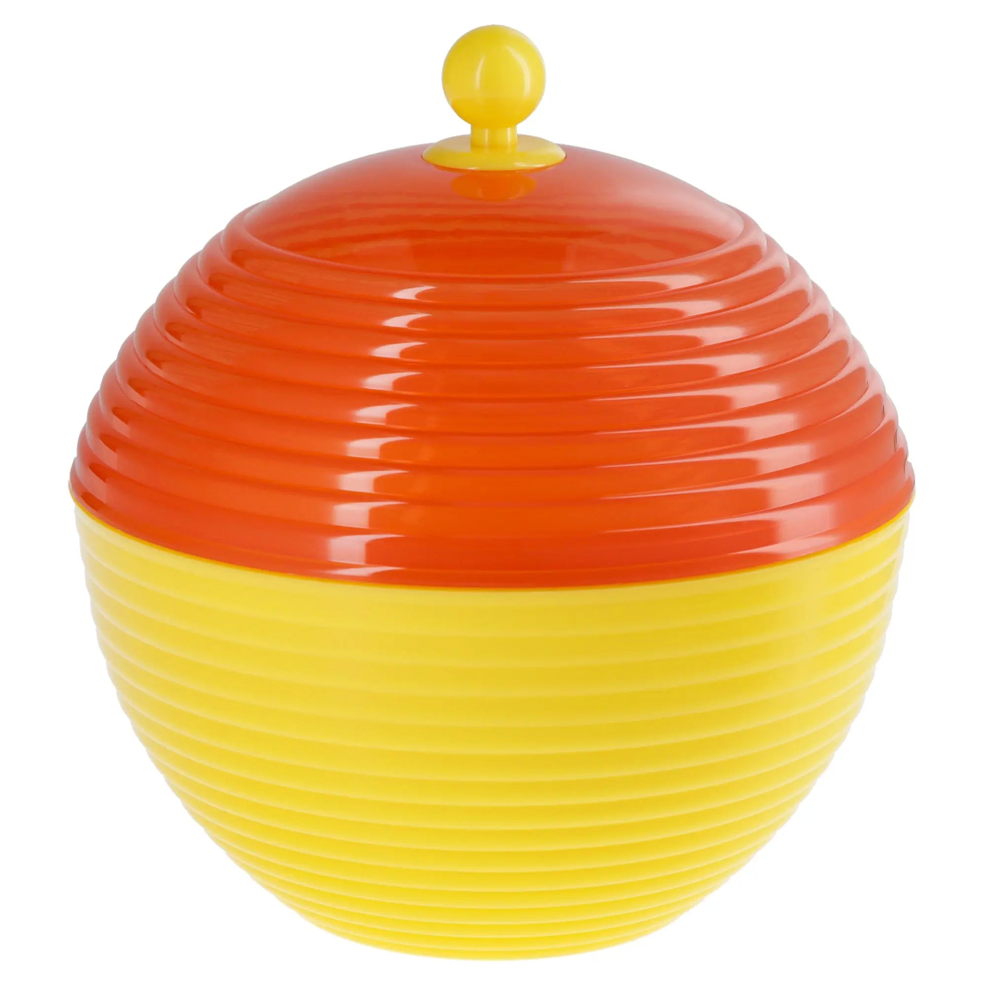 Pot à glaçon isotherme vintage La Carafe, style rétro, couleurs vibrantes orange et jaune, accessoire pour boissons fraîches.