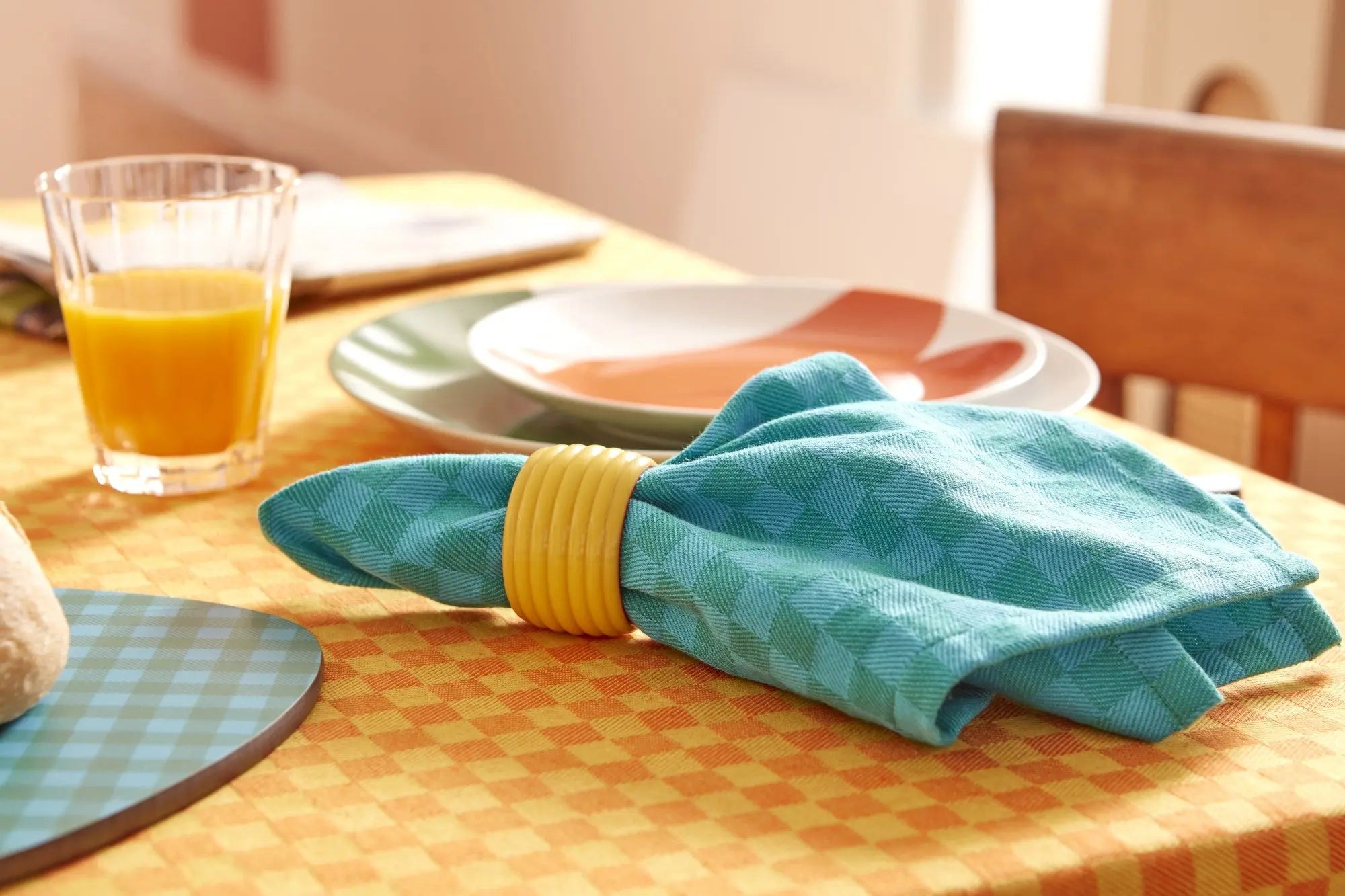 Set de 2 serviettes de tables à carreaux - La Carafe