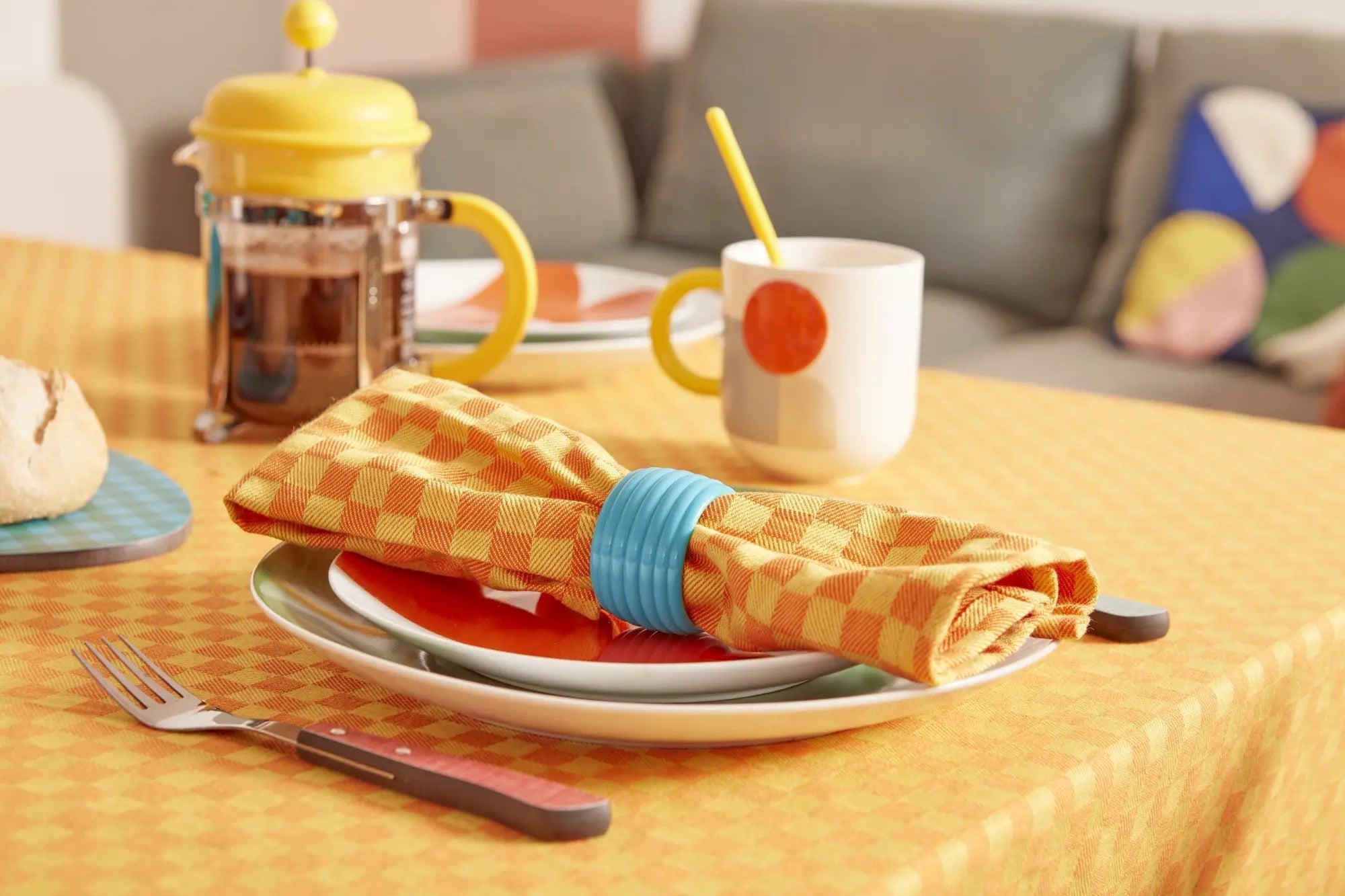 Set de 2 serviettes de tables à carreaux - La Carafe