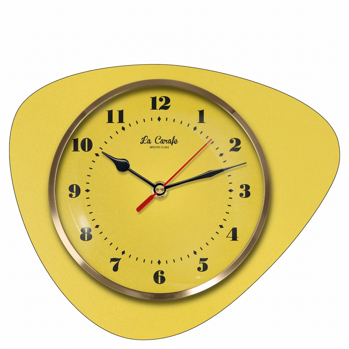 Horloge Murale Médiator Jaune Citron – Pendule Vintage Rétro années 50-70, décoration maison vintage authentique.