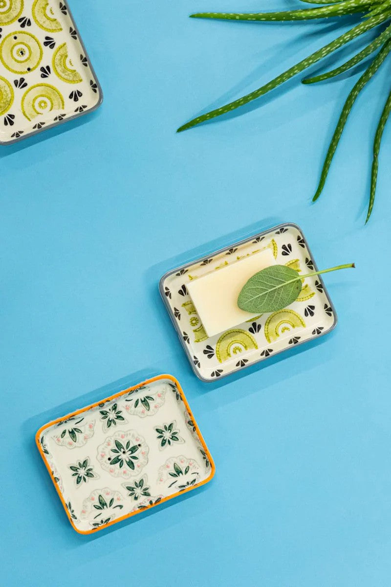 Porte-savon rectangulaire motif tropical