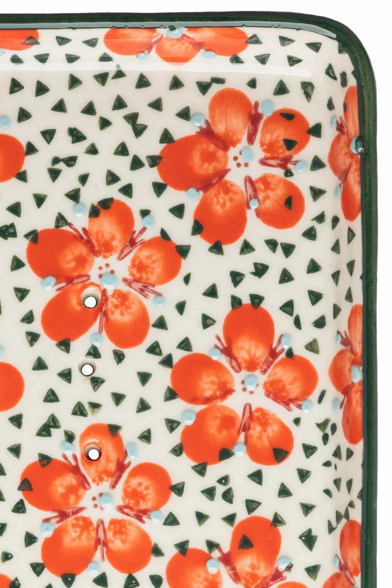 Porte-savon rectangulaire motif floral