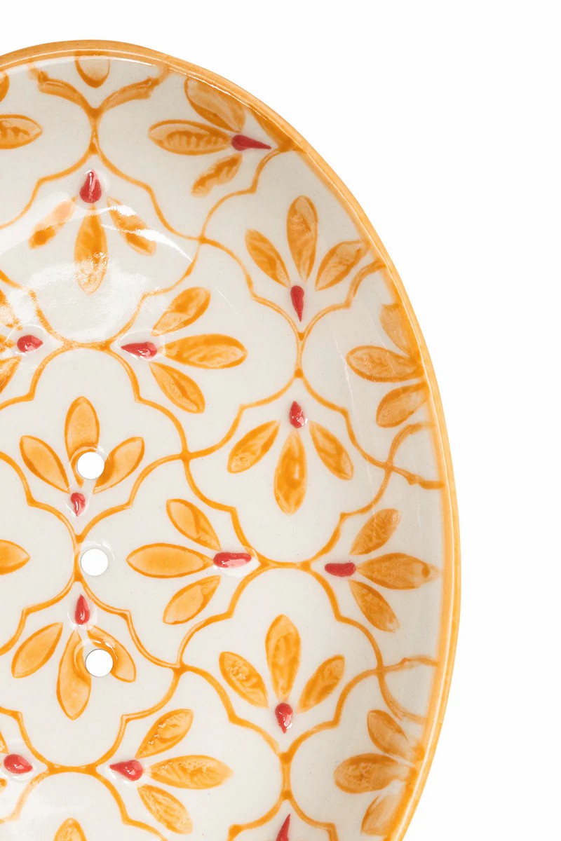 Porte-savon ovale motif floral
