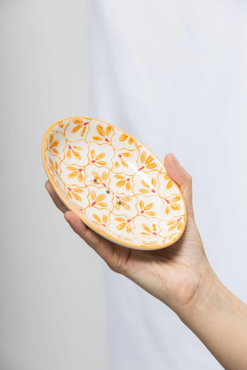 Porte-savon ovale motif floral