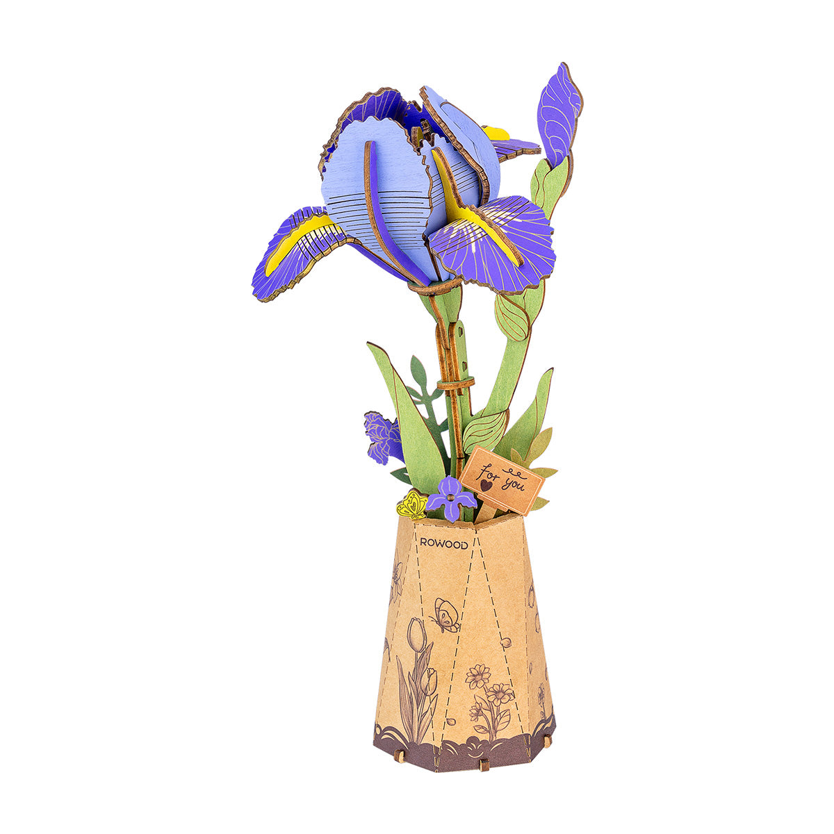 Fleur en bois Rowood Purple Iris TW121 assemblée