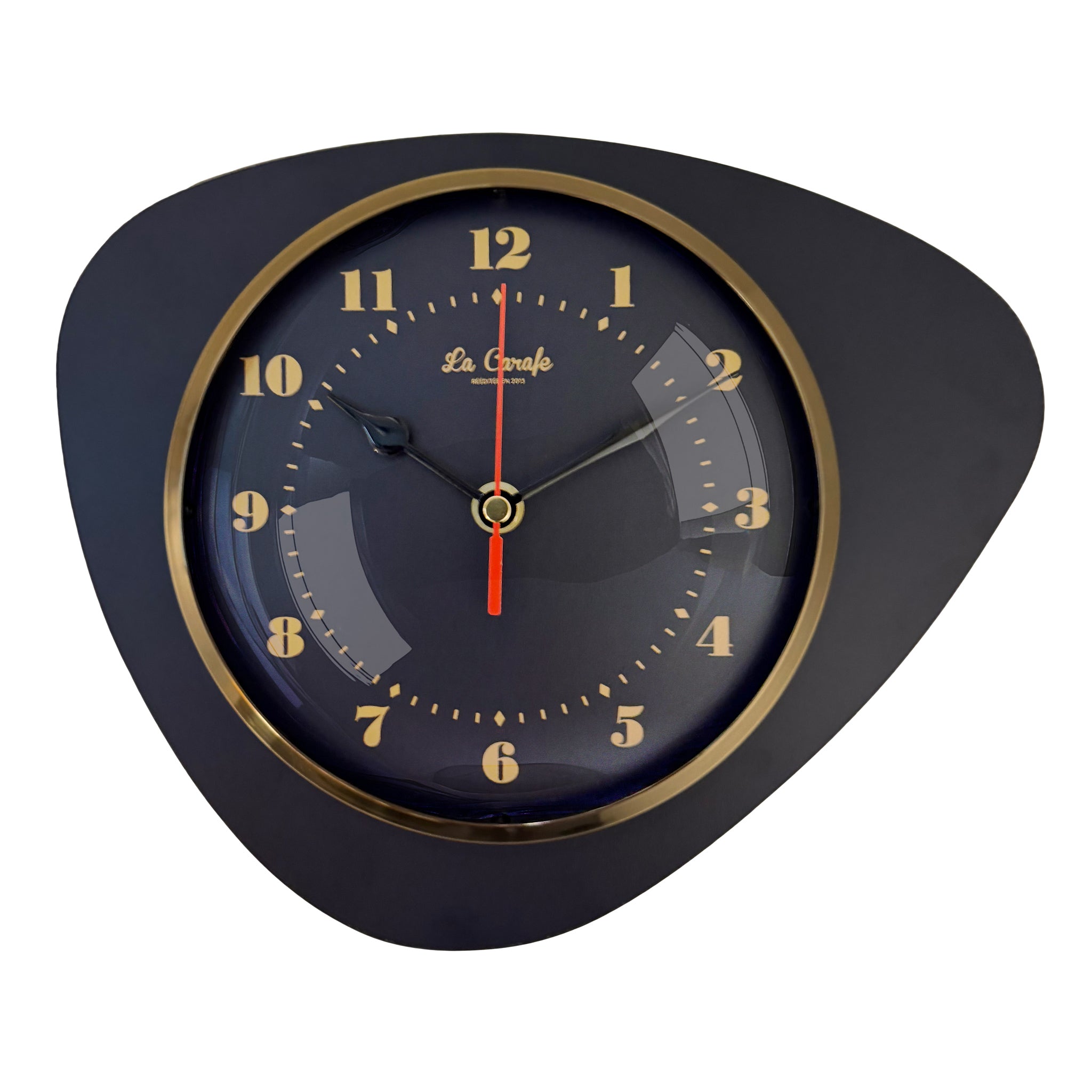 Horloge murale design médiator noir et doré à cadran marbré, La Carafe