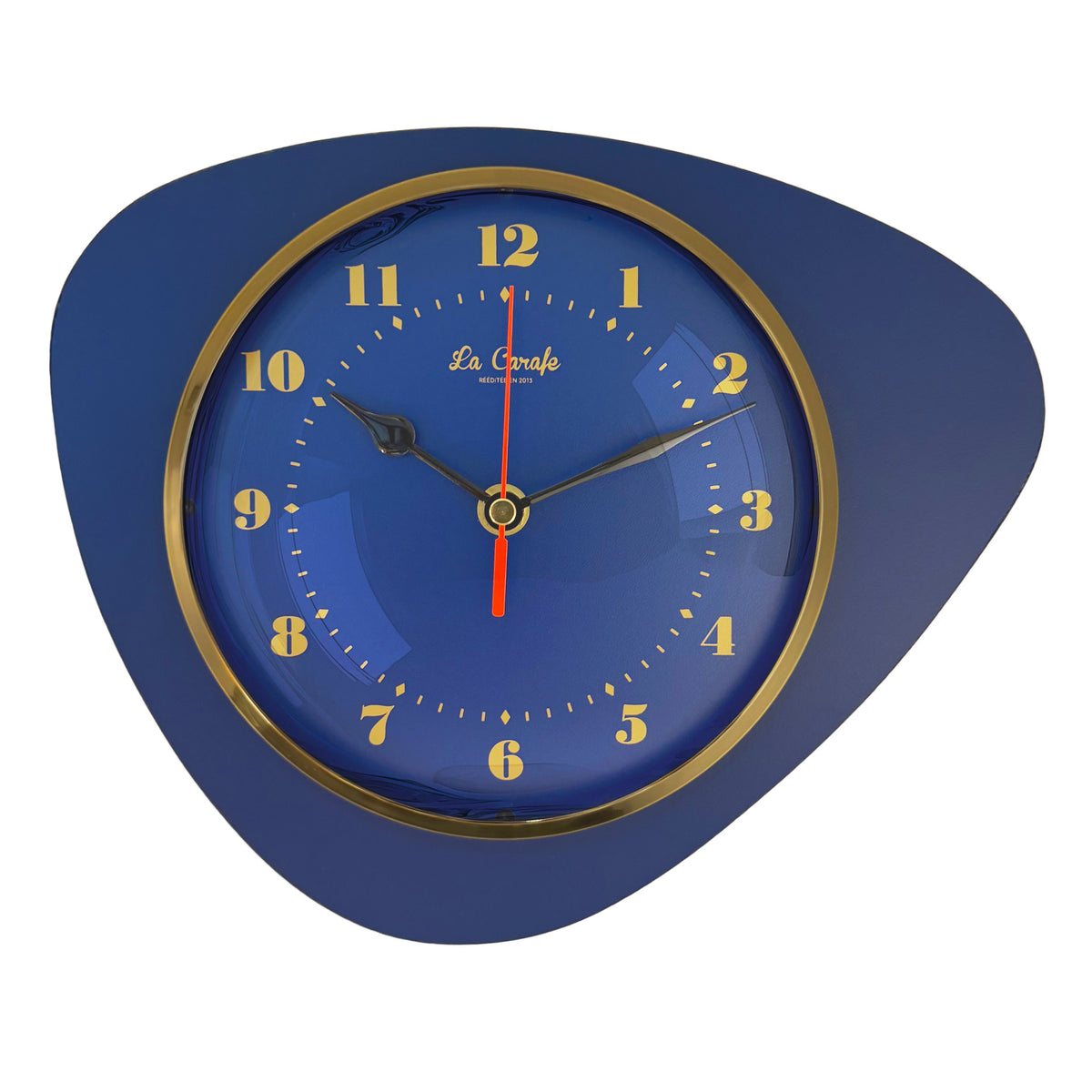 Horloge murale médiator bleue à cadran doré, La Carafe