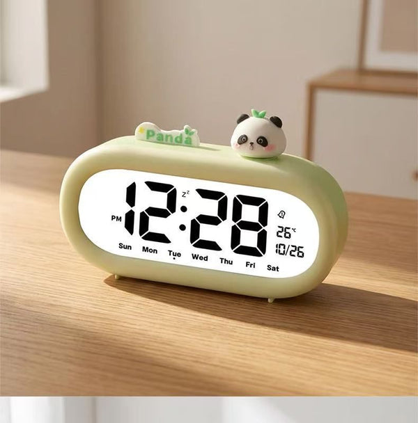 Réveil digital enfant vert amande avec figurine panda