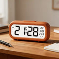 Réveil digital slim terracotta orange, écran LCD grand format