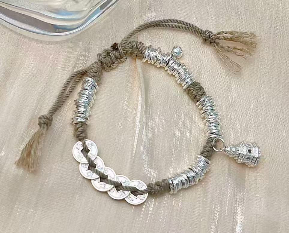 Bracelet corde et argent