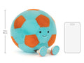 Taille de la peluche Jellycat Amuseables Jellycat Football, 19 cm assise