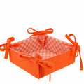 Corbeille en Tissu à Damier Réversible vintage orange, tissu coton, style années 50-70, décoration maison rétro élégante.