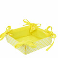 Corbeille en Tissu à Damier Réversible jaune rétro, style vintage années 50-70, décoration maison authentique et élégante.