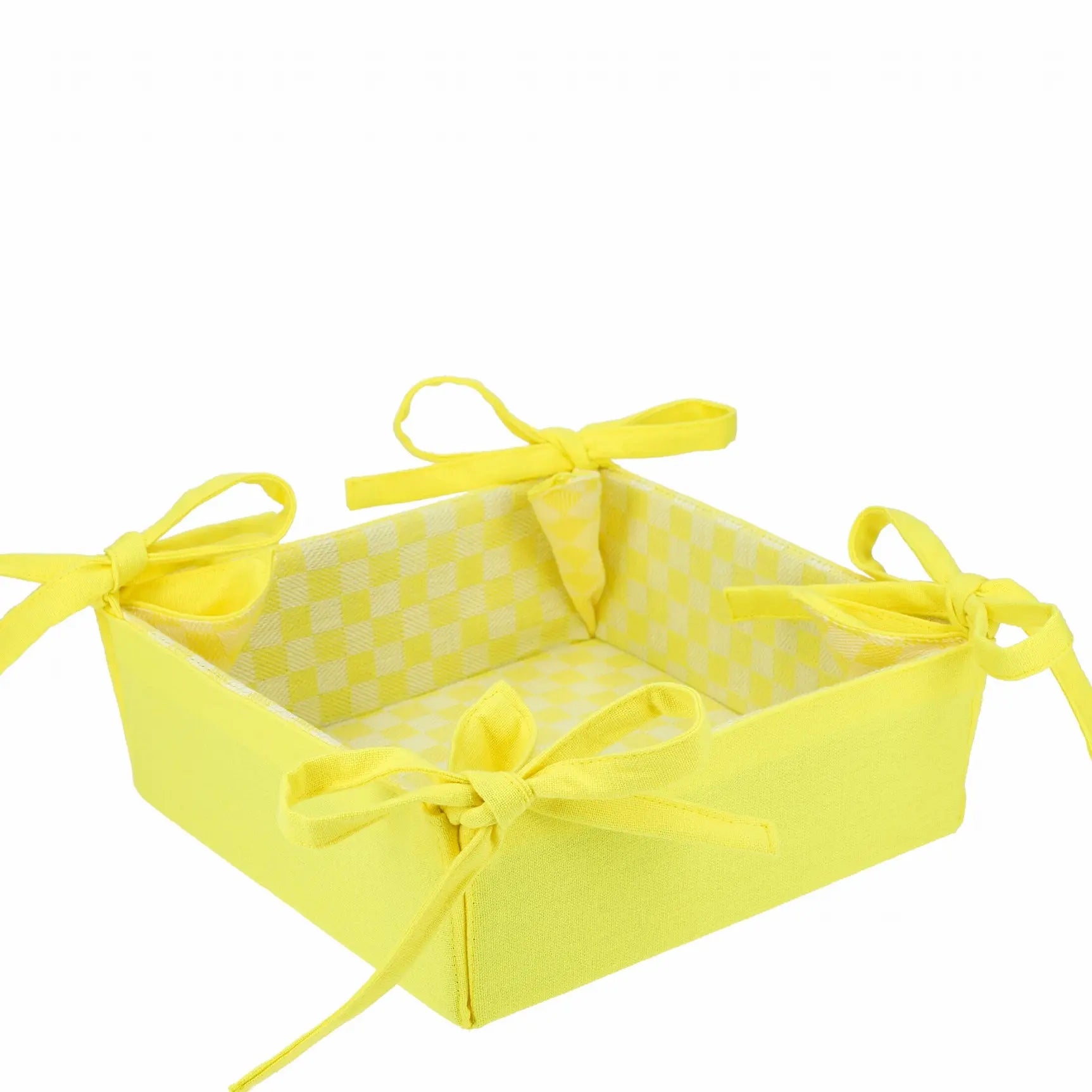 PANIERE TISSU DAMIER CITRON
