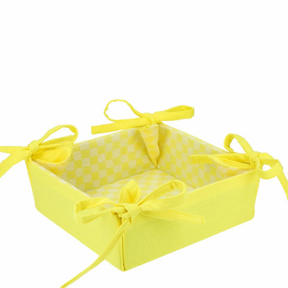 PANIERE TISSU DAMIER CITRON