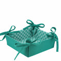 Corbeille en Tissu à Damier Réversible verte, style vintage rétro années 50-70, décoration maison authentique et élégante
