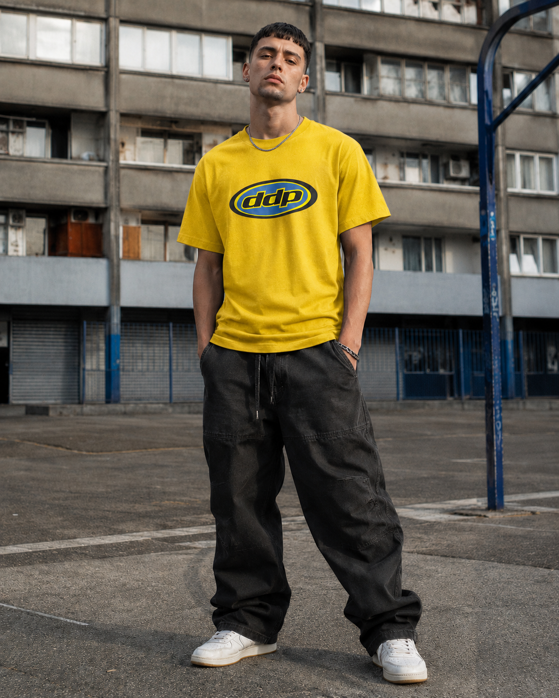 T-shirt DDP95 logo ovale jaune, coton streetwear DDP – vue produit