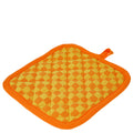 Duo Gant Manique Cuisine Coton vintage aux motifs damier orange, coton épais et isolation thermique style années 50-70.