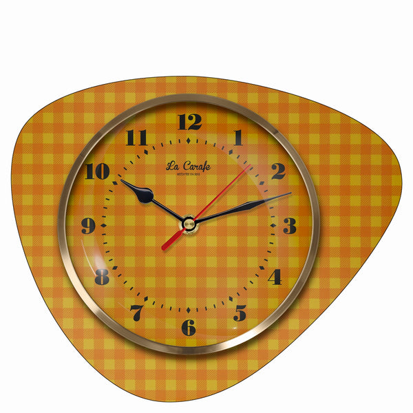 Horloge Murale Médiator Motif Damier Pamplemousse – Pendule Rétro vintage années 50-70, décoration maison rétro authentique.