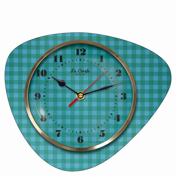 Horloge murale médiator damier figue vintage des années 50-70 avec motif rétro et design graphique authentique.