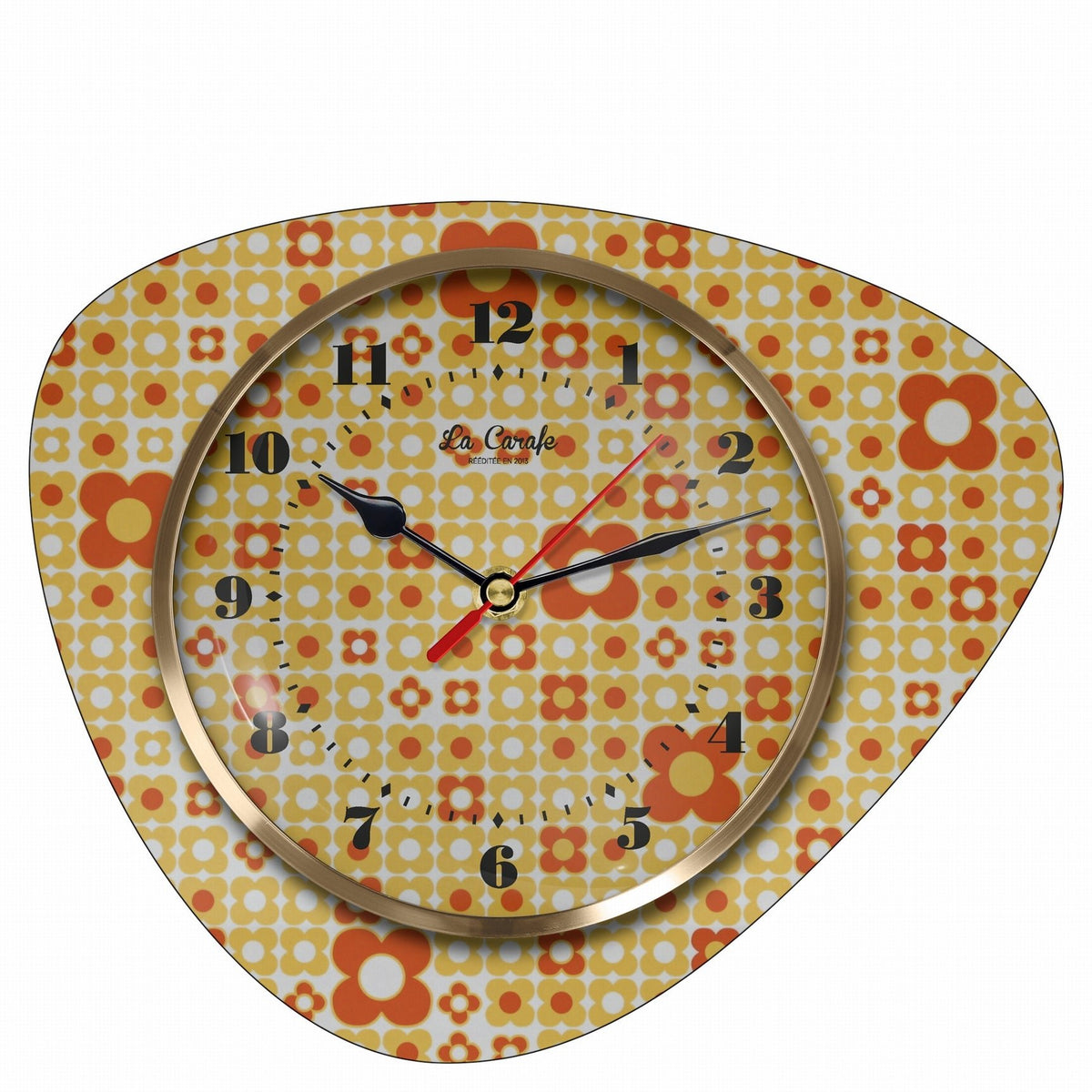 Horloge Murale Médiator Motif Capucine Cadran Assorti – Pendule Rétro vintage années 50-70, décoration maison rétro authentique