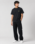 T-shirt droit DDP95 noir en coton, petit logo ddp brodé sur la poitrine