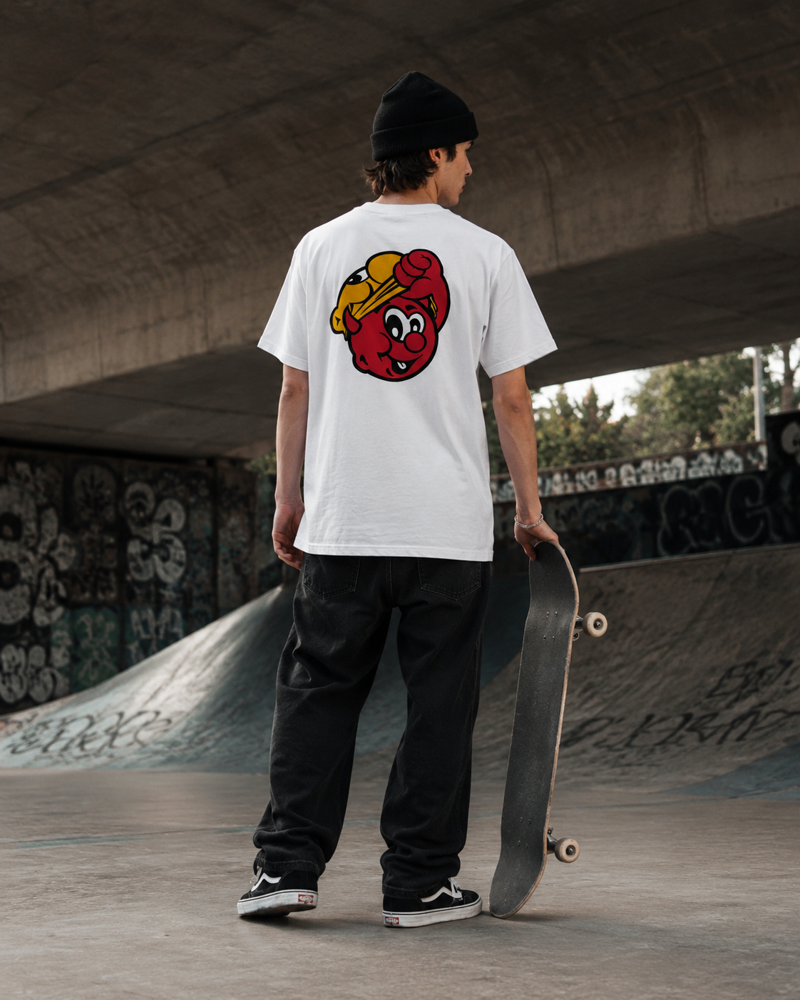 T-shirt Mask Logo blanc DDP, coupe droite unisexe en coton