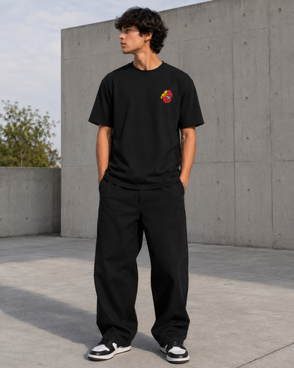 T-shirt Mask Logo noir DDP, coupe droite unisexe en coton