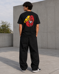 T-shirt Mask Logo noir – mascotte brodée sur la poitrine