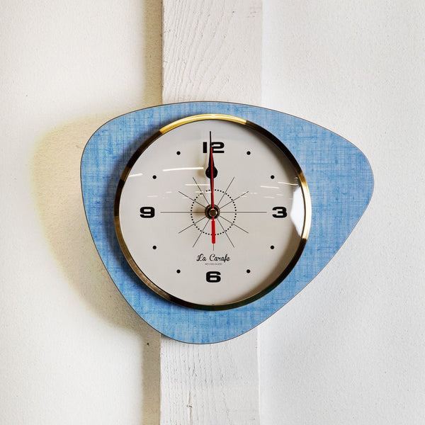 Horloge Murale Médiator Bleu Vintage Cadran Beige – Pendule Rétro années 50-70, décoration maison vintage authentique