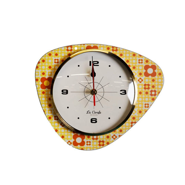 Horloge Murale Médiator Motif Capucine Cadran Beige – Pendule Rétro vintage années 50-70 déco maison authentique La Carafe