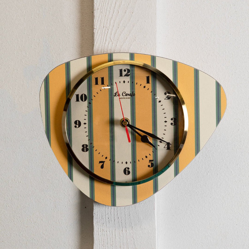 Horloge murale rayures vert jaune