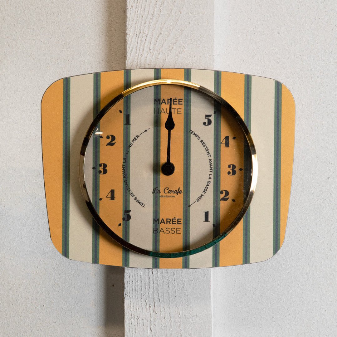 Horloge des Marées Rayures Vert Jaune – Pendule Rétro