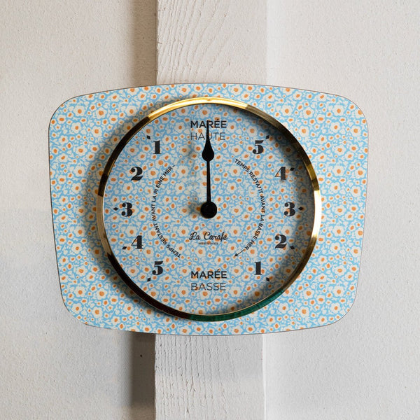 Horloge des Marées Motif Petites Fleurs – Pendule à Marée Rétro vintage années 50-70, décoration maison authentique.