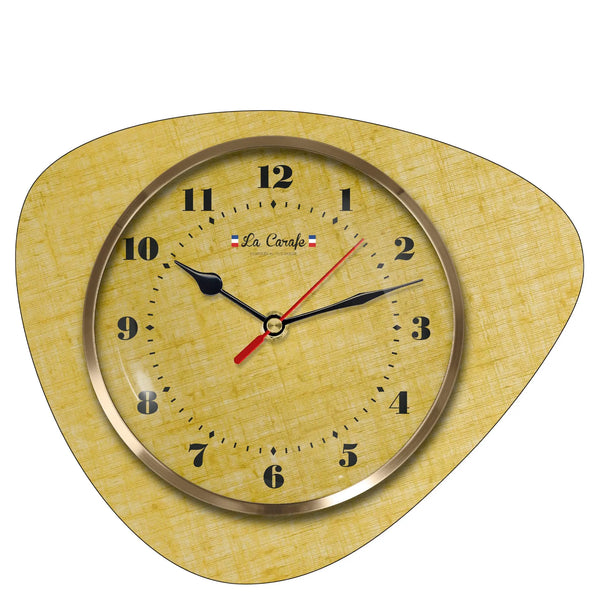 Horloge Murale Médiator Jaune Vintage Cadran Uni – Pendule Rétro années 50-70, décoration maison vintage authentique.