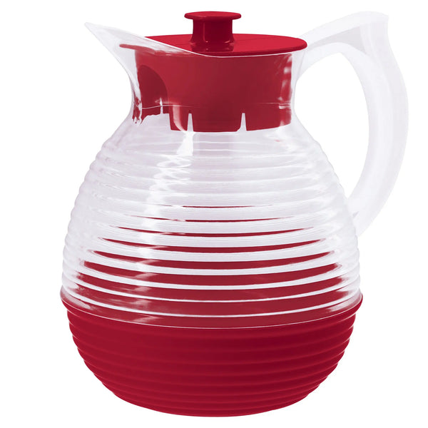 Carafe Vintage Rouge Coquelicot – Pichet Rétro Made in France, design années 60, verre et plastique, décoration maison vintage.