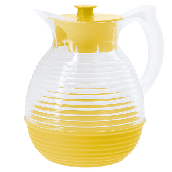La Carafe Jaune Citron – Pichet Rétro 1,3L en plastique vintage, design années 70, décoration maison authentique et colorée.